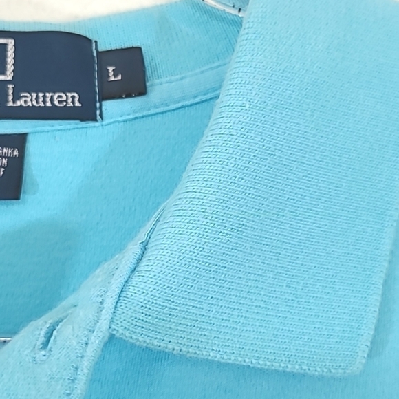 POLO by RALPH LAUREN Men's Turquoise/Light Blue Short Sleeve Polo Shirt, size L - Picture 4 of 5
